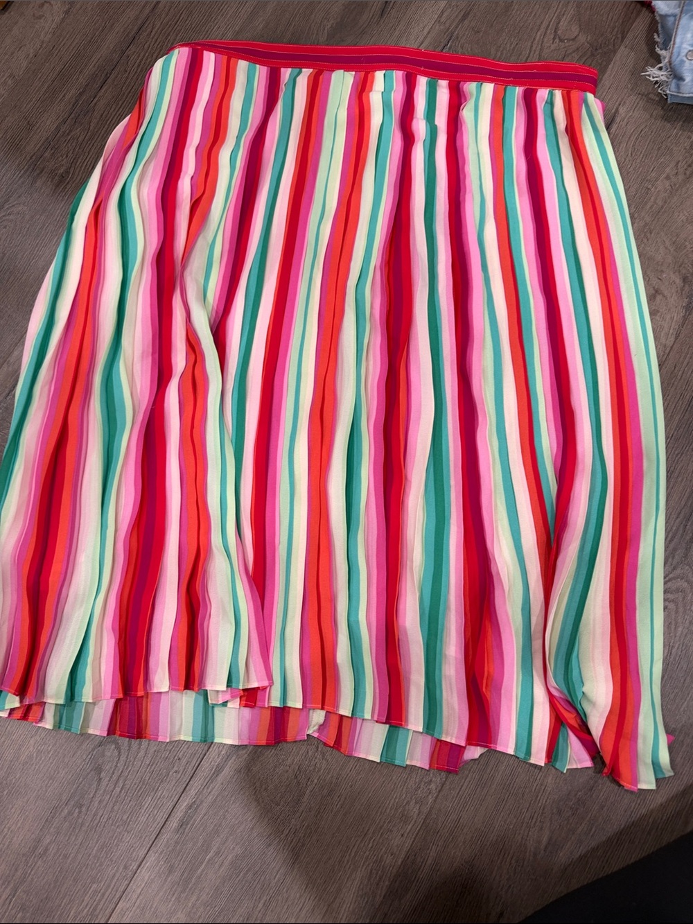 J. Crew Multicolor Striped Midi Skirt in Pink, Red & Mint